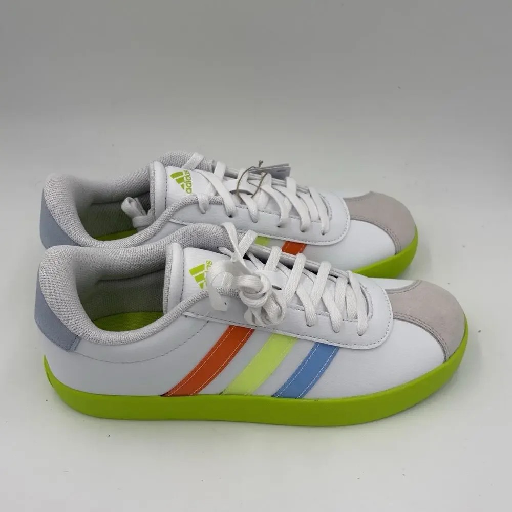 Adidas VL Court 3.0 Kids Size 6 Youth Skateboard Green And White Sneakers New